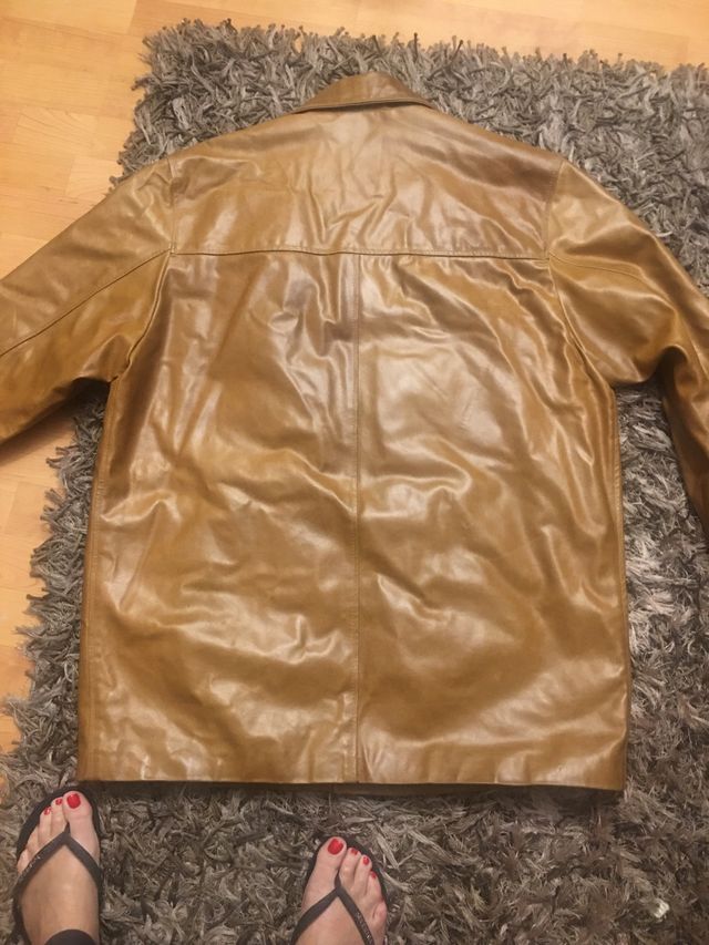 Chaqueta de cuero XL  color camel moda italiana