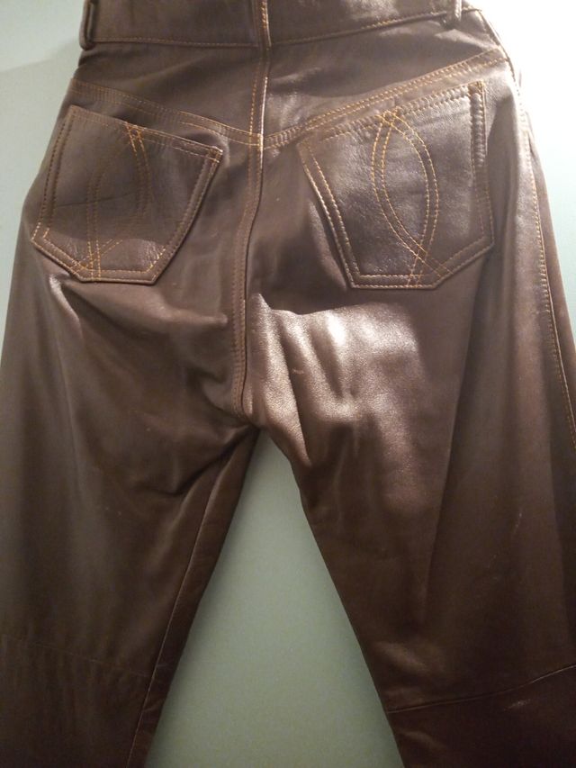 pantalon piel marron talla 36 cazadora piel marron