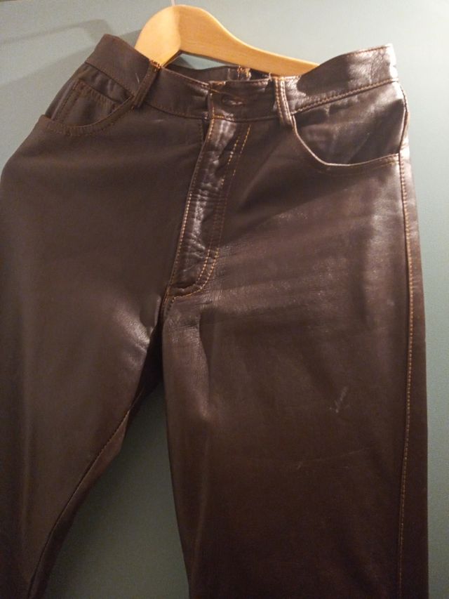 pantalon piel marron talla 36 cazadora piel marron