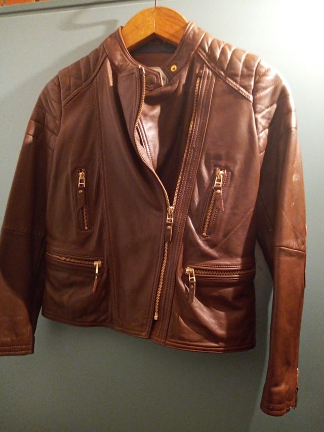pantalon piel marron talla 36 cazadora piel marron