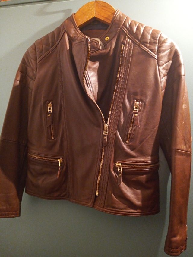 pantalon piel marron talla 36 cazadora piel marron