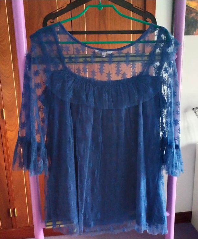 Blusa fiesta azul pavo. Fórmula Joven