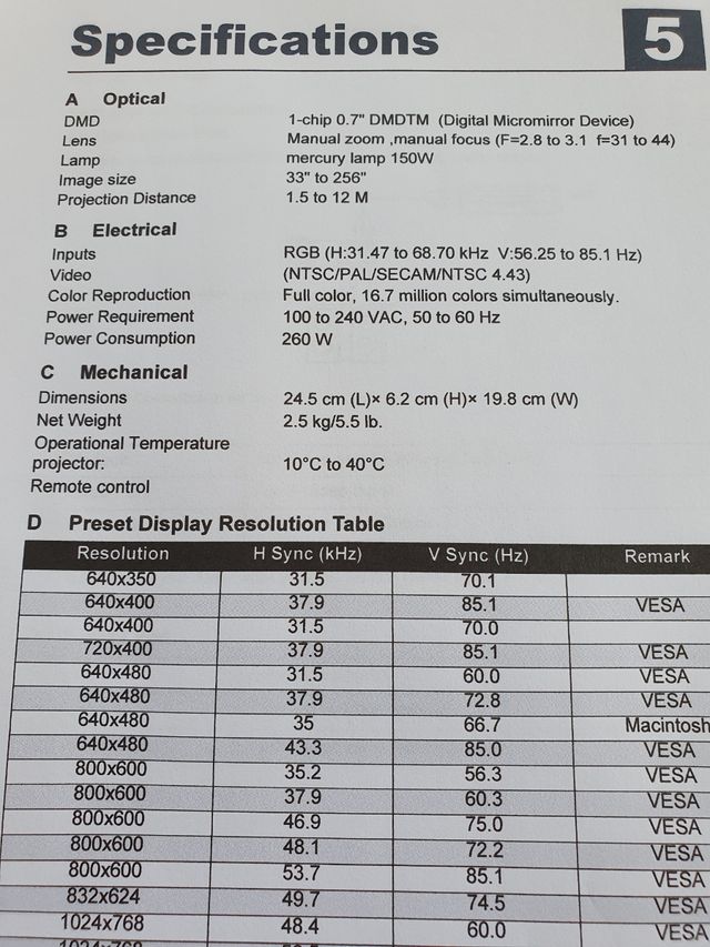 Proyector de datos Mitsubishi LVP-SP10U