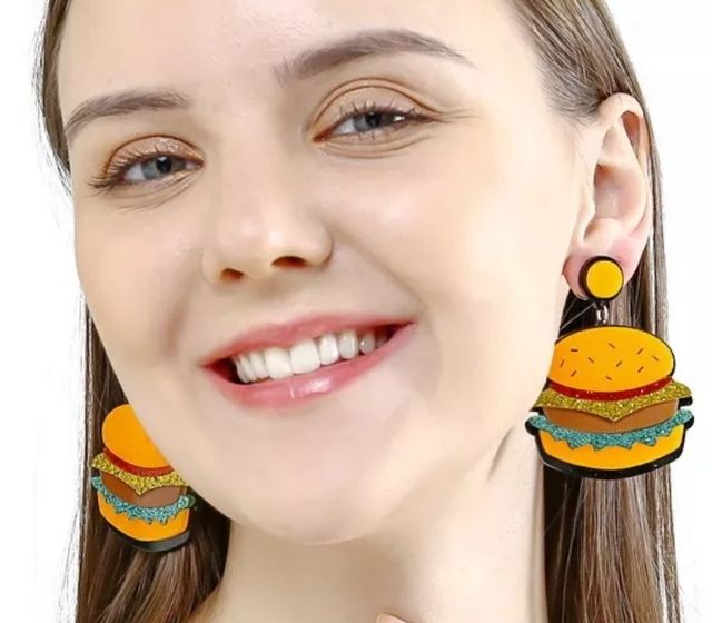 PENDIENTES NUEVOS GRANDES HAMBURGUESA BISUTERIA