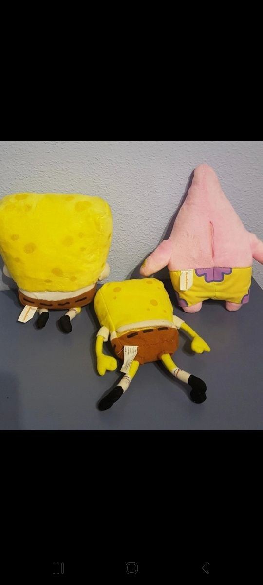 Lote 2+1 Peluches Sonoros Bob esponja y Patricio. 