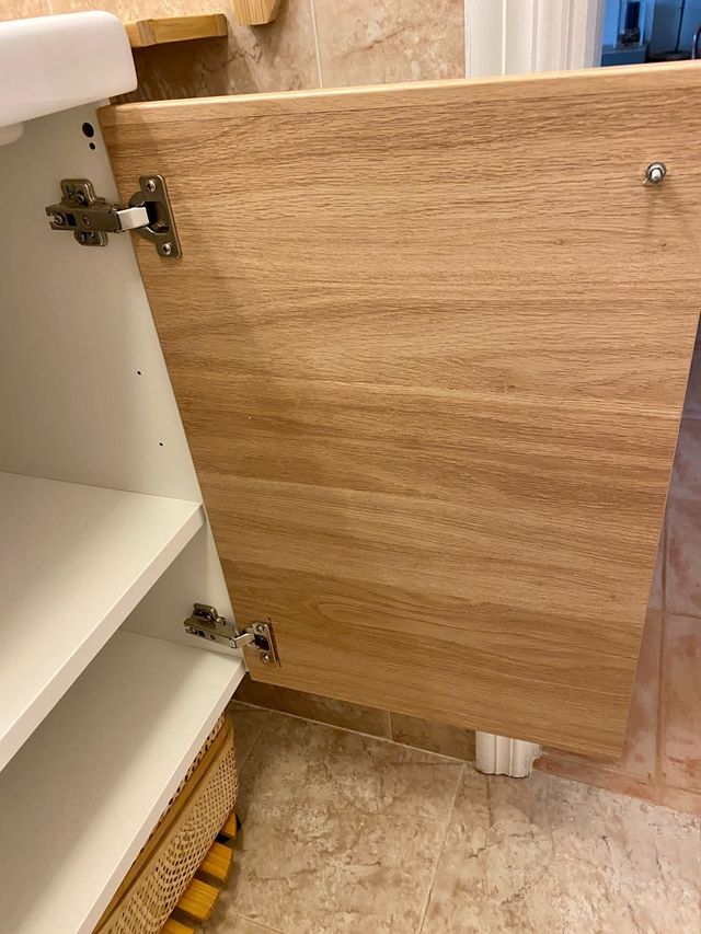 Armario lavabo+1prta+Grifo, efecto roble/blanco