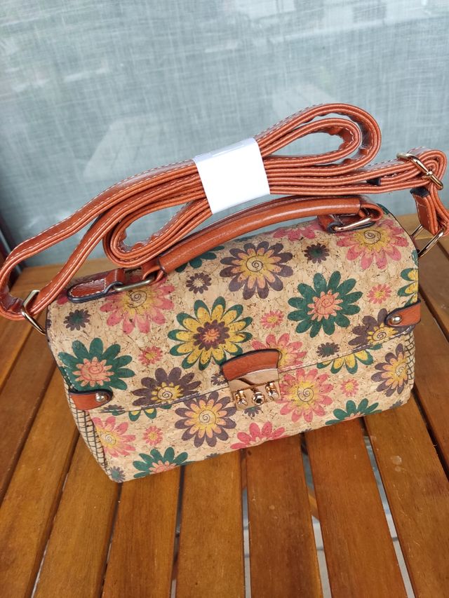 Bolso de corcho Floreado y monedero