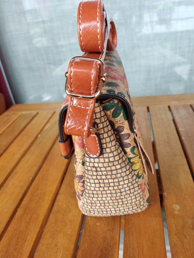 Bolso de corcho Floreado y monedero