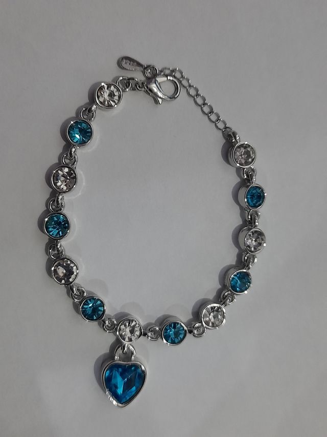 Pulsera de plata con circonitas azules y blancas