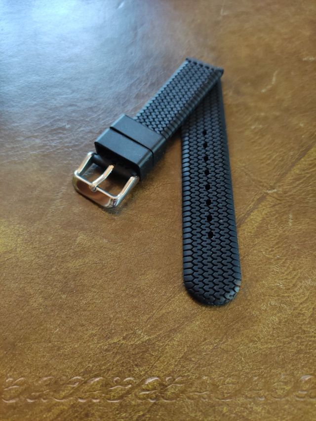 Correa de reloj de silicona negra 20mm nueva