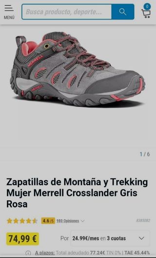 Zapatillas de trekking\\/montaña MERRELL mujer T-37 de segunda mano por 45  EUR en Madrid en WALLAPOP