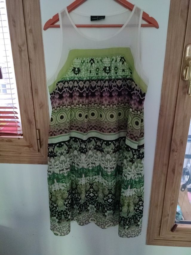 vestido verde gasa Roberto Verinno