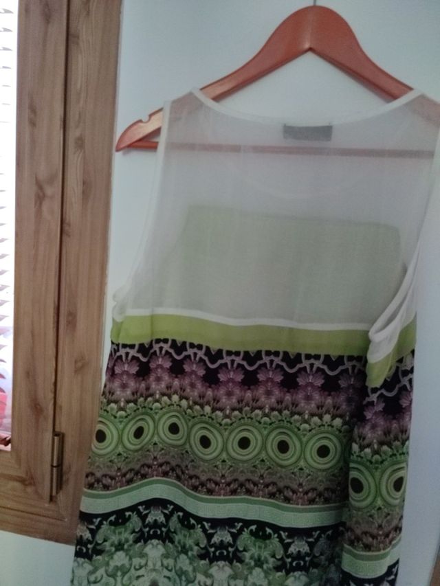 vestido verde gasa Roberto Verinno