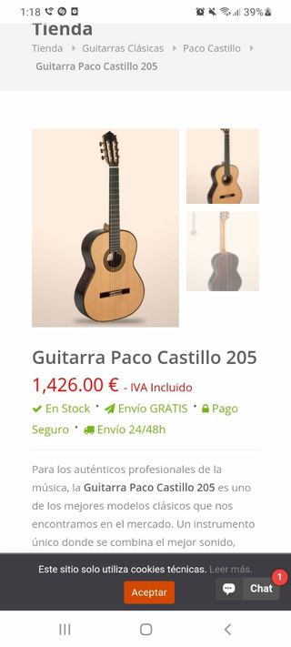 Guitarra Paco Castillo 205 de segunda mano por 675 EUR en Granada en  WALLAPOP
