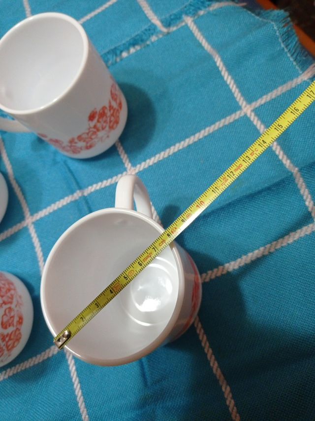 4 Tazas grandes ARCOPAL flores vintage
