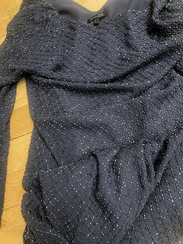 Vestido gris de piedras elegante massimo dutti