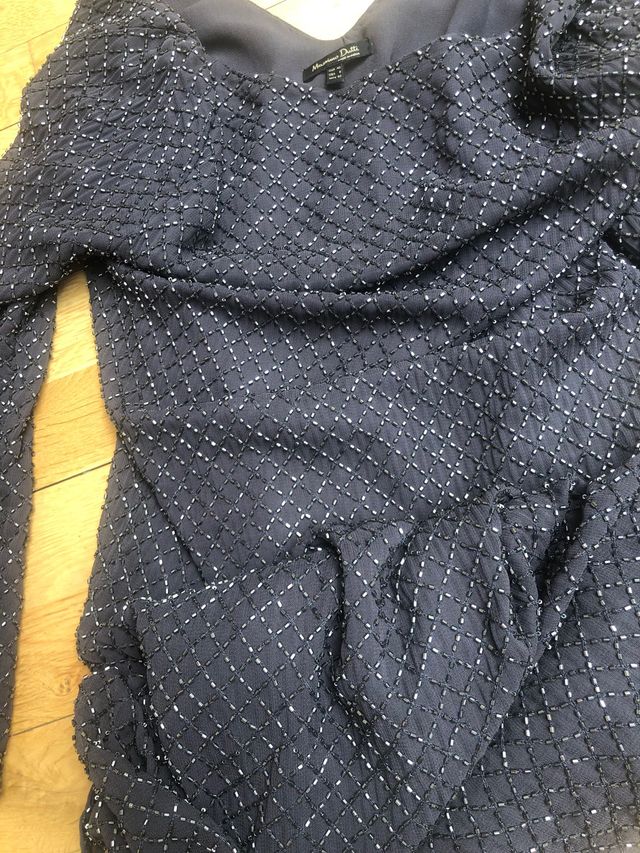 Vestido gris de piedras elegante massimo dutti