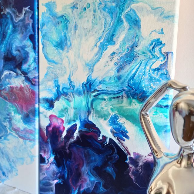 Díptico abstracto original motivos cielo y mar