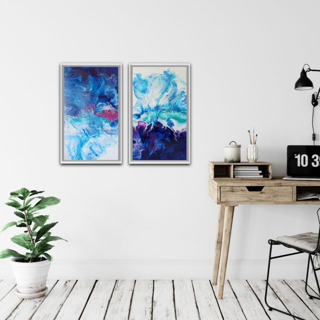 Díptico abstracto original motivos cielo y mar