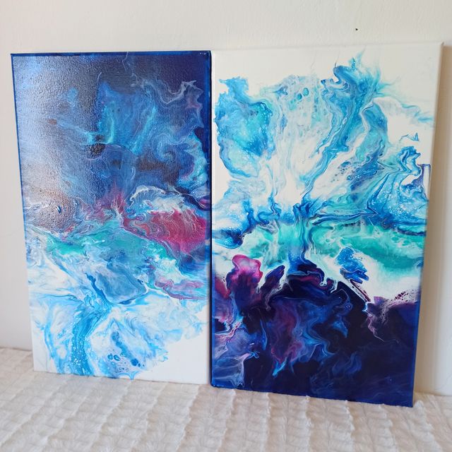 Díptico abstracto original motivos cielo y mar