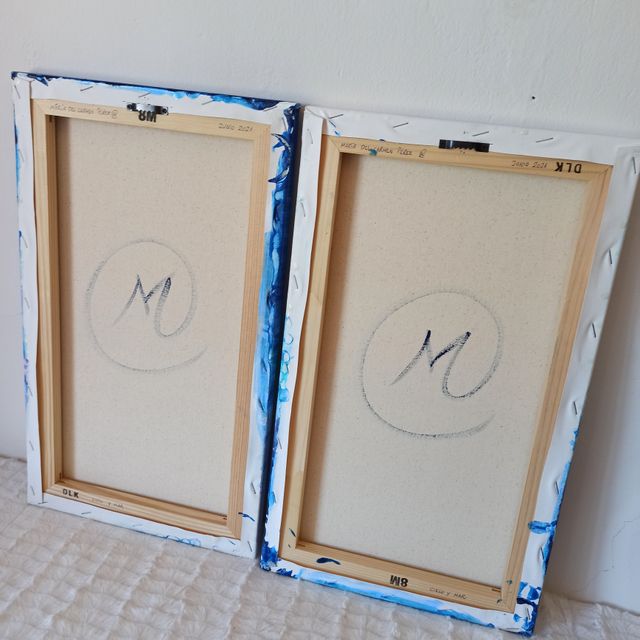 Díptico abstracto original motivos cielo y mar