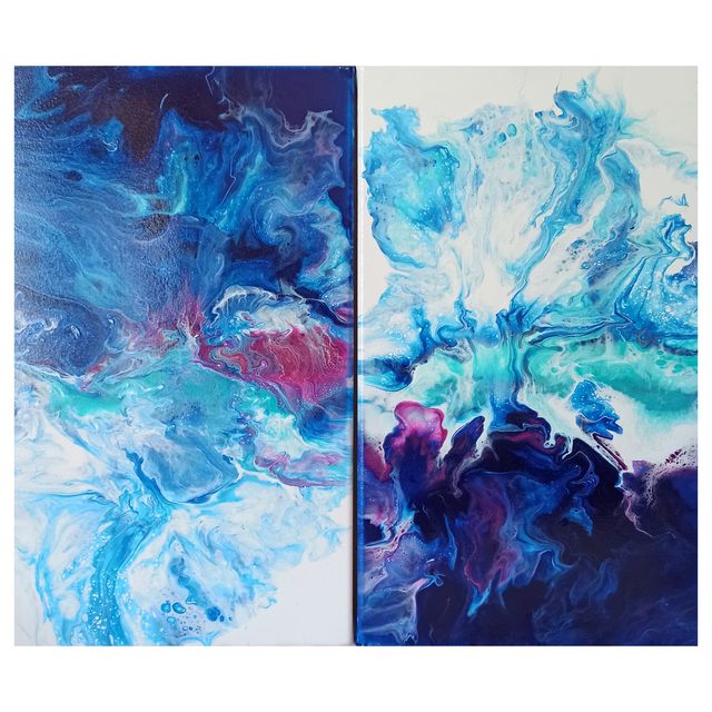 Díptico abstracto original motivos cielo y mar