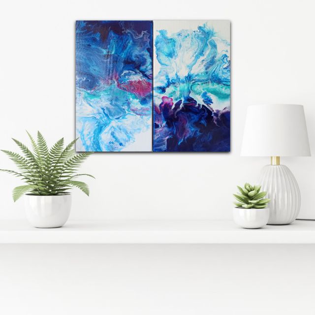 Díptico abstracto original motivos cielo y mar