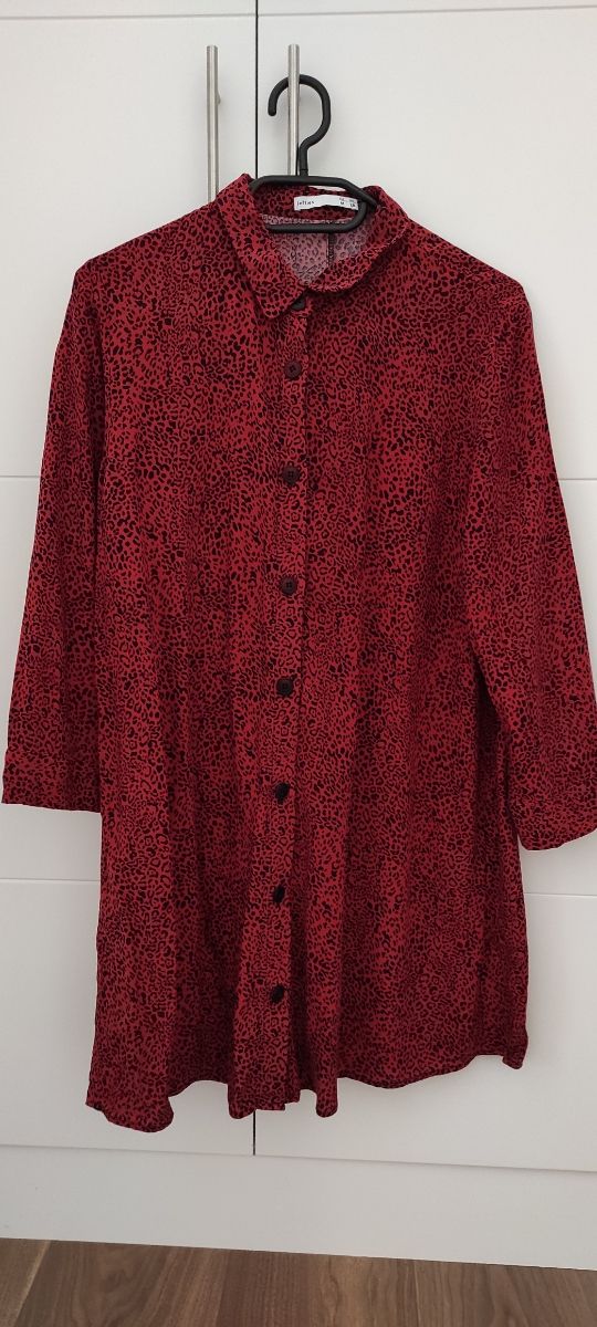 vestido camisero print animal rojo-negro