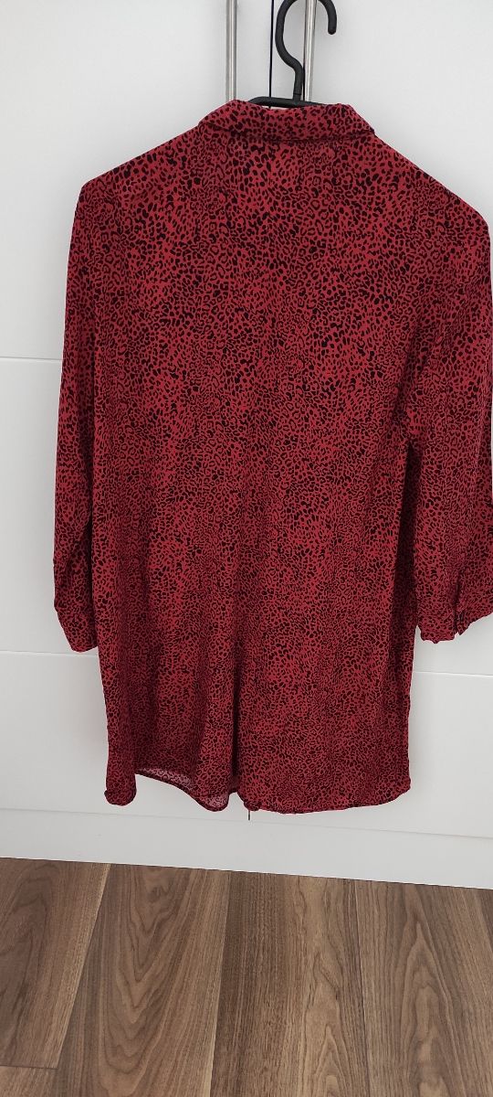 vestido camisero print animal rojo-negro