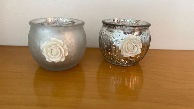 Coppia portacandele in vetro