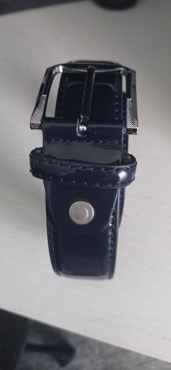 mocassini eleganti di vernice blu+ cintura