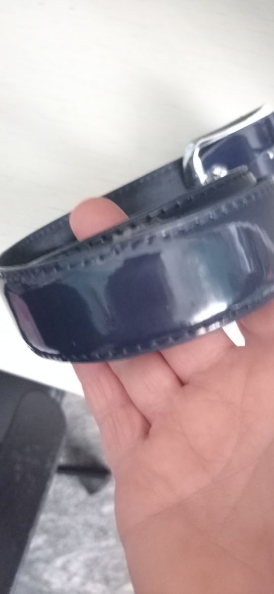 mocassini eleganti di vernice blu+ cintura