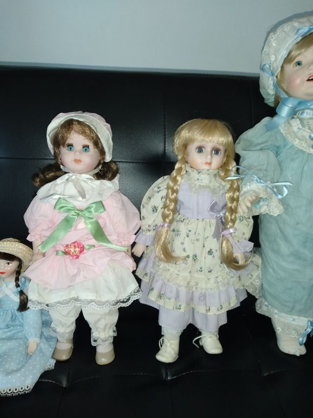 LOTE DE 6 MUÑECAS ANTIGUAS DE PORCELANA