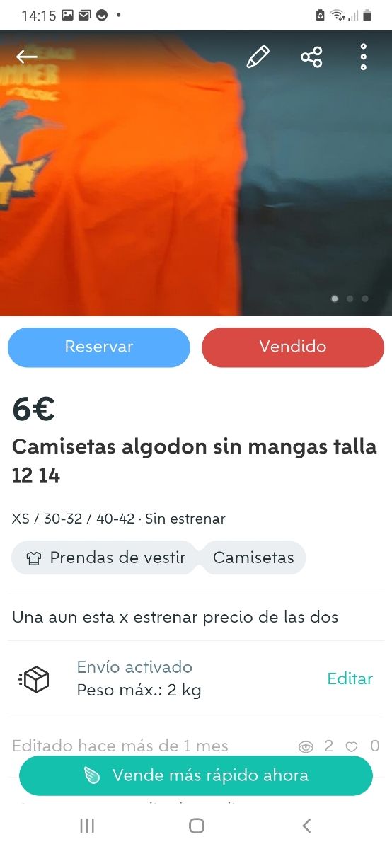 camisetas manga corta sin mangas NUEVO 