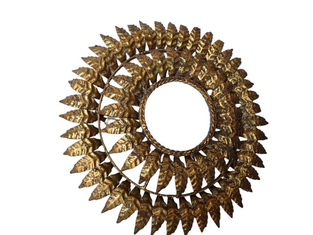 Specchio solare doppio in oro battuto