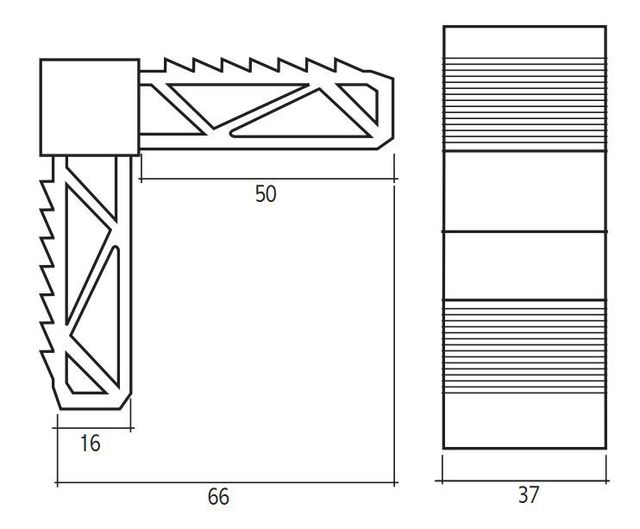 Escuadra Premarco de PVC negro.