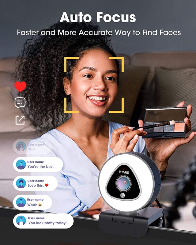 Webcam con micro y luz NUEVA