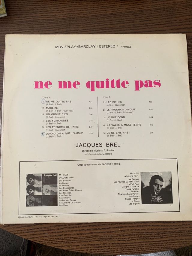 Lp Ne me quitte pas- Jacques Brel, 1972
