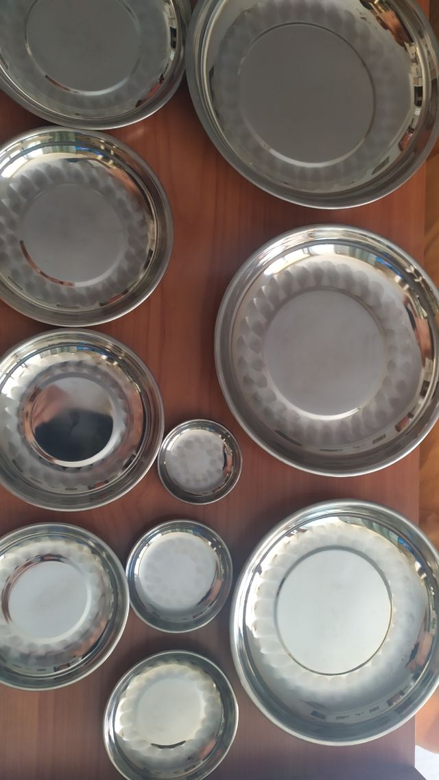 Juego de 11  platos de acero antioxidantes