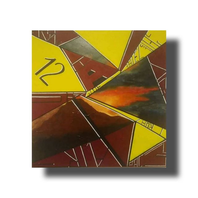 Quadro astratto geometrico dipinto a mano