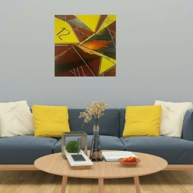 Quadro astratto geometrico dipinto a mano