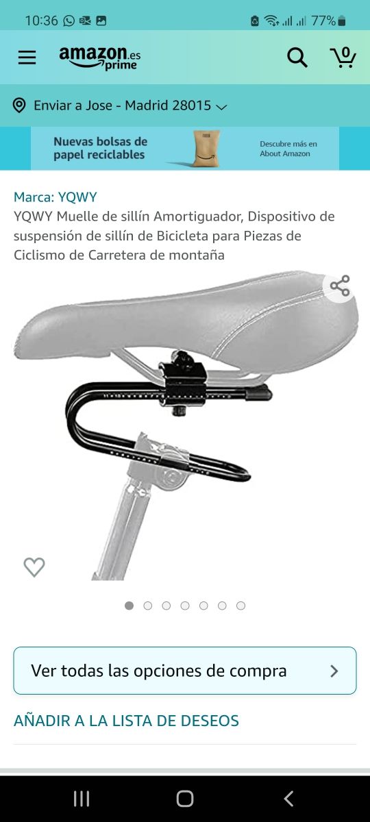Amortiguador Sillin bicicleta