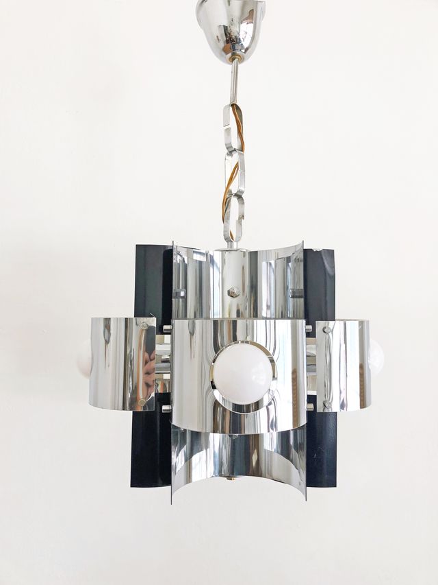 LÁMPARA DE ACERO CROMADO, SPACE ACE, AÑOS 60