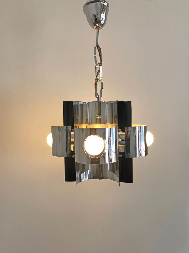 LÁMPARA DE ACERO CROMADO, SPACE ACE, AÑOS 60