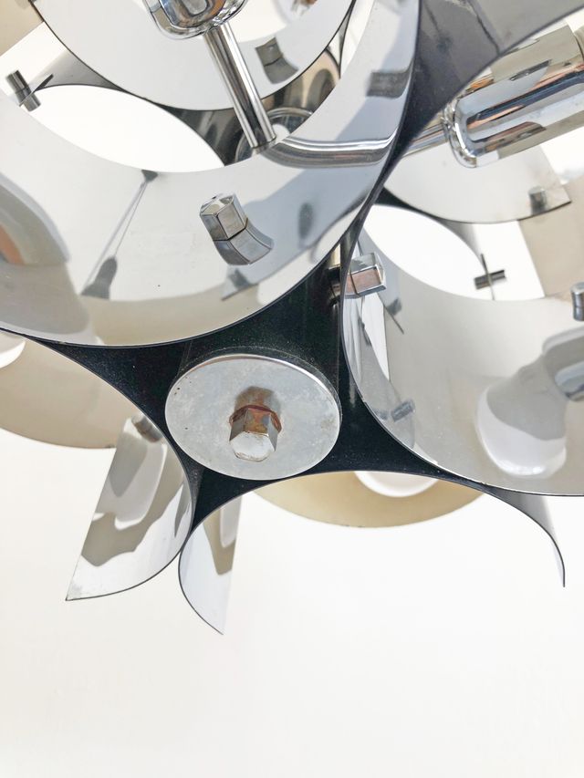 LÁMPARA DE ACERO CROMADO, SPACE ACE, AÑOS 60