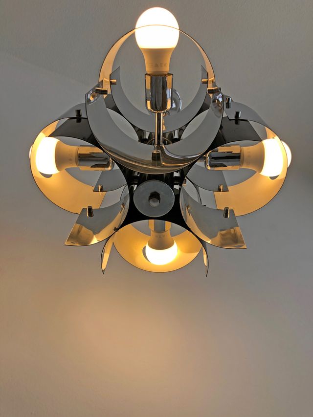 LÁMPARA DE ACERO CROMADO, SPACE ACE, AÑOS 60