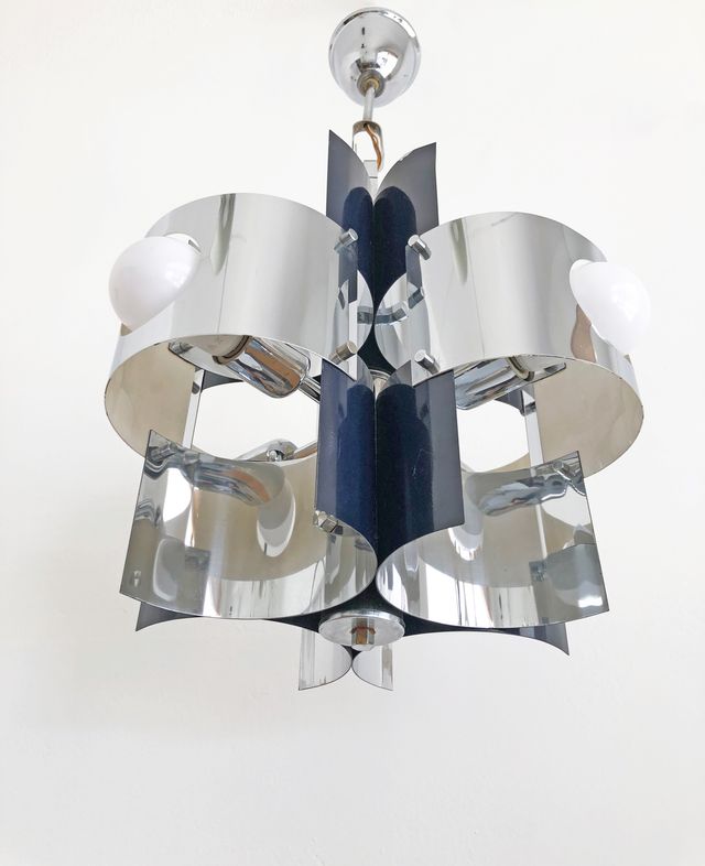 LÁMPARA DE ACERO CROMADO, SPACE ACE, AÑOS 60