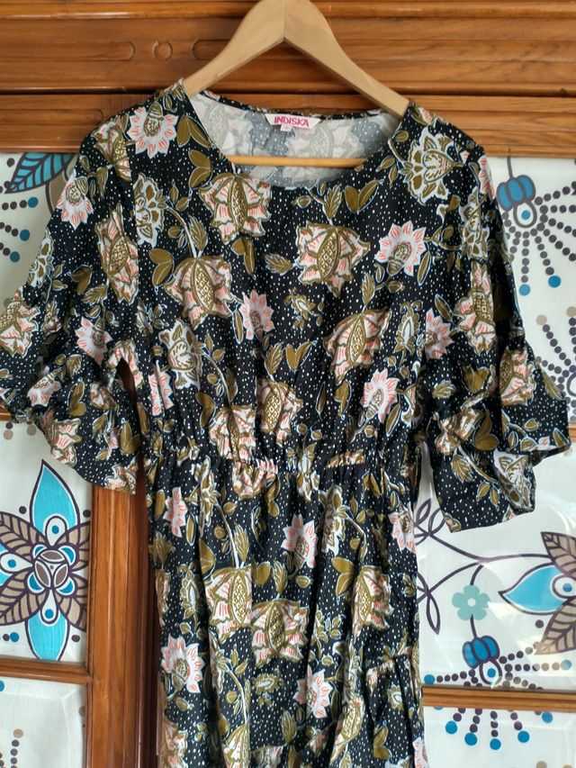 Vestido étnico de algodón, T. S, midi y ¡divinooo!