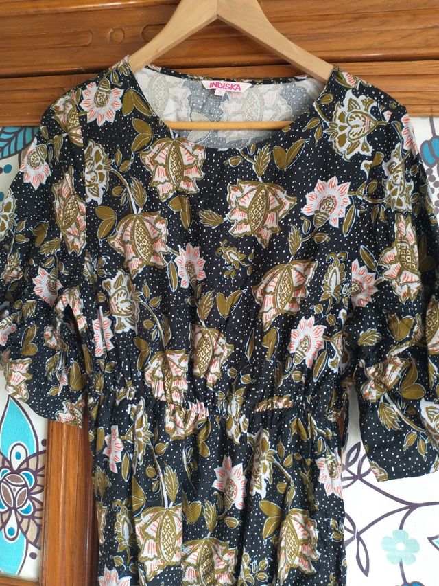 Vestido étnico de algodón, T. S, midi y ¡divinooo!