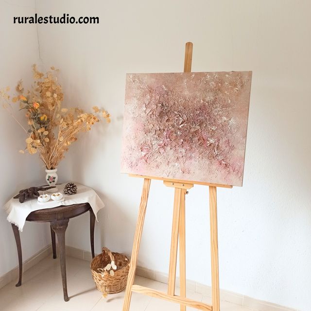 Cuadro abstracto de texturas tonos rojizos 65 x 54